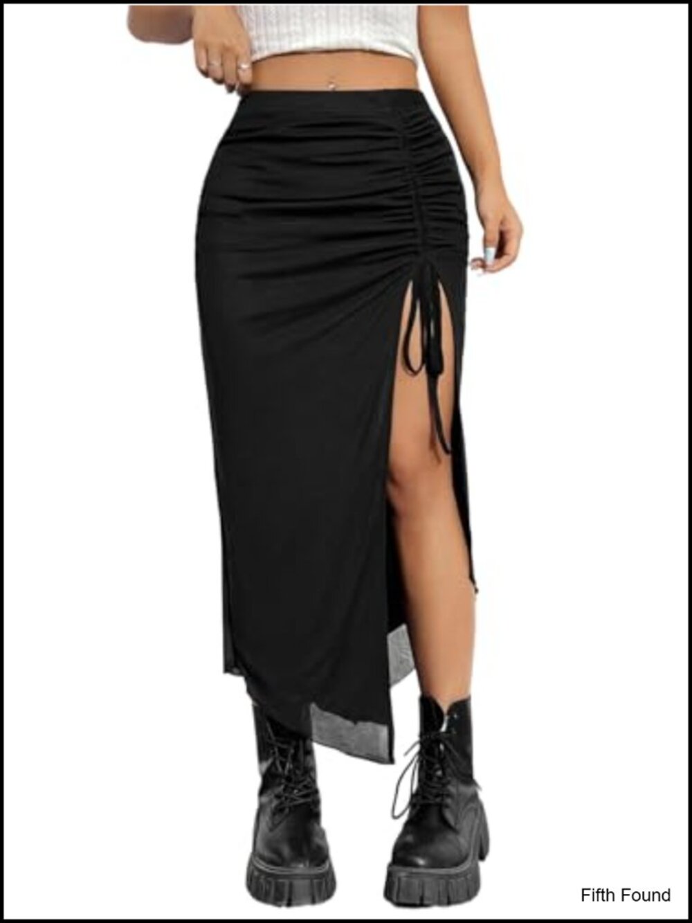High Slit Asymmetrical Mesh High Waisted Long Bodycon Skirt